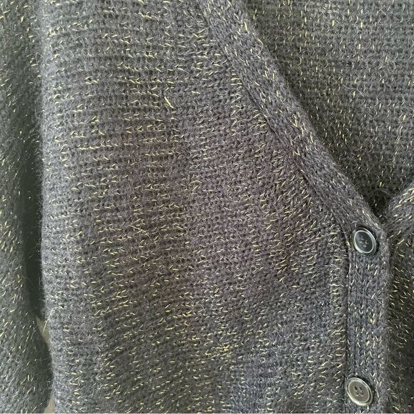 H&M Navy Gold Metallic‎ Wool Blend Cable Knit Cardigan - Picture 6 of 7